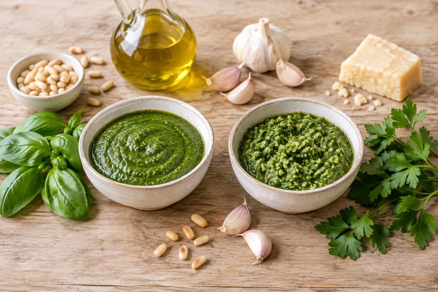 Pesto z bazylii czy natki pietruszki? Różnice w smaku i przygotowaniu